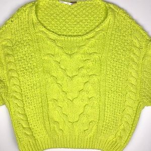 Free People Neon Yellow Cable Knit in Size M